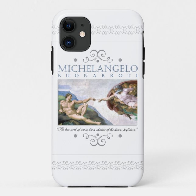 Michelangelo Creation of Man Painting with Quote Case-Mate iPhone Case (Back)