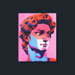Michelangelo David Neon Pop Art Illustration Canvas Print<br><div class="desc">This striking vector illustration reimagines the iconic face of Michelangelo's David. Featuring strong outlines, bold colours, and pop culture influences, this high-resolution digital painting captures the detailed facial features with a sharp focus. The smooth gradients and vibrant colour palette make this a standout piece of modern art.</div>