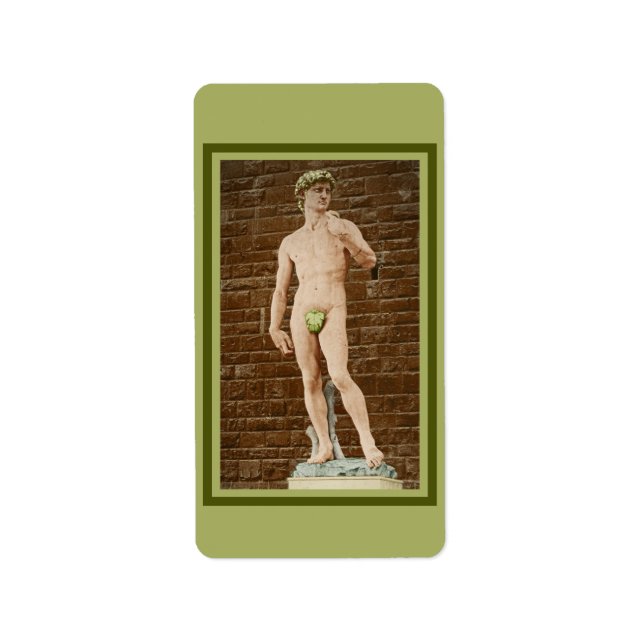 MICHELANGELO DAVID WITH FIG LEAF  LABEL (Front)