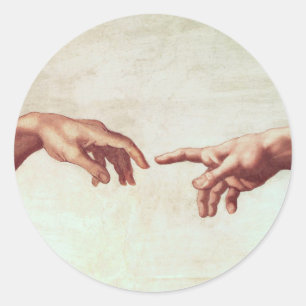 Michelangelo Hands Classic Round Sticker