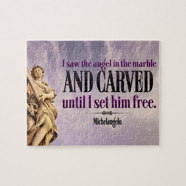 Michelangelo Inspirational Quote "Angel carved" Jigsaw Puzzle (Horizontal)