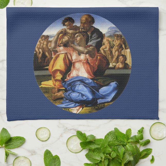 Michelangelo 's Doni Tondo or Doni Madonna Kitchen Towel (Folded)