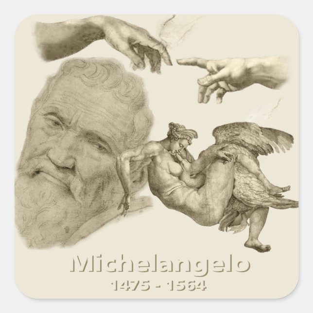 Michelangelo Square Sticker (Front)