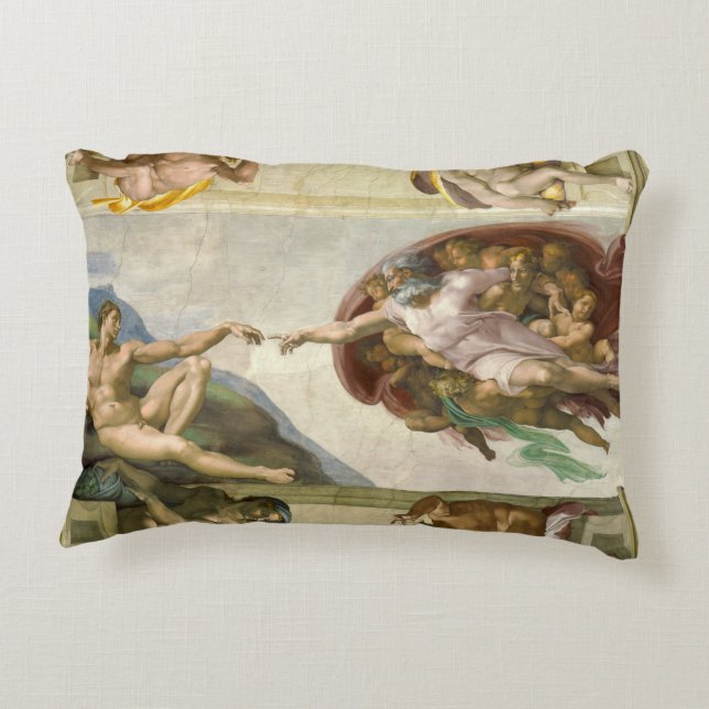 Michelangelo's Creation of Man (Creation of Adam) Accent Pillow (Back)