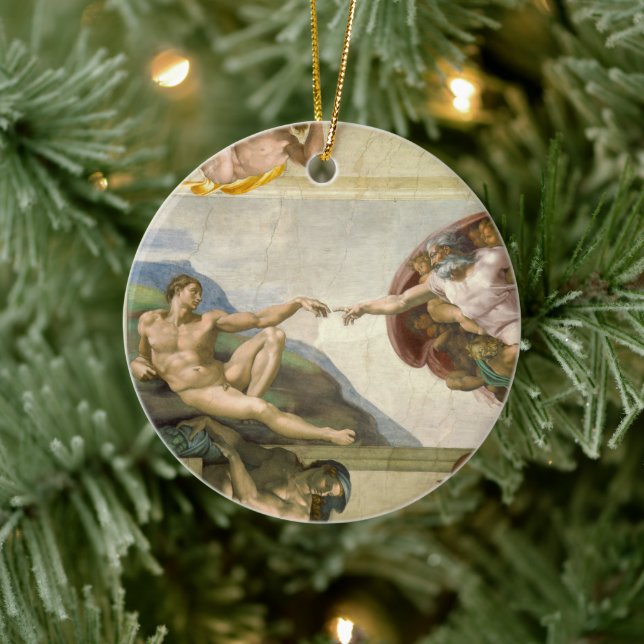 Michelangelo's Creation of Man (Creation of Adam) Ceramic Ornament (Tree)