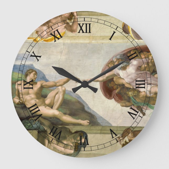 Michelangelo's Creation of Man (Creation of Adam) Large Clock (Front)