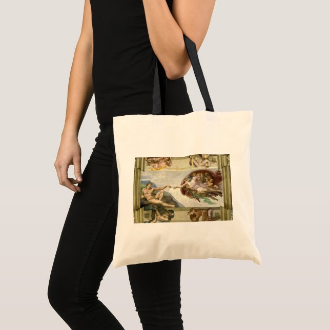 Michelangelo's Creation of Man (Creation of Adam) Tote Bag (Front (Product))