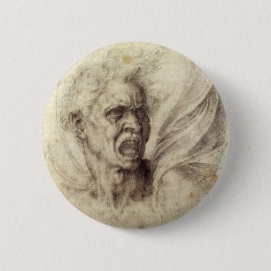 Michelangelo's Damned Soul, Head of a Man 2 Inch Round Button