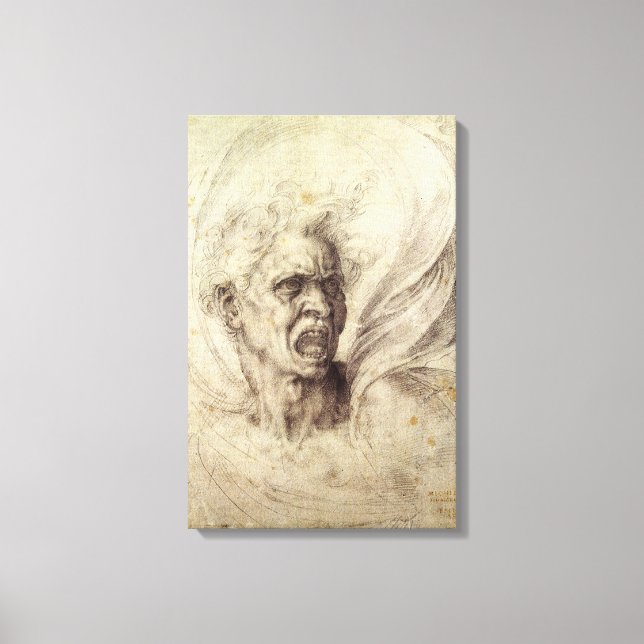 Michelangelo's Damned Soul, Head of a Man Canvas Print (Front)