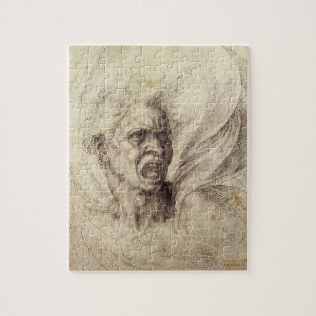 Michelangelo's Damned Soul, Head of a Man Jigsaw Puzzle (Vertical)