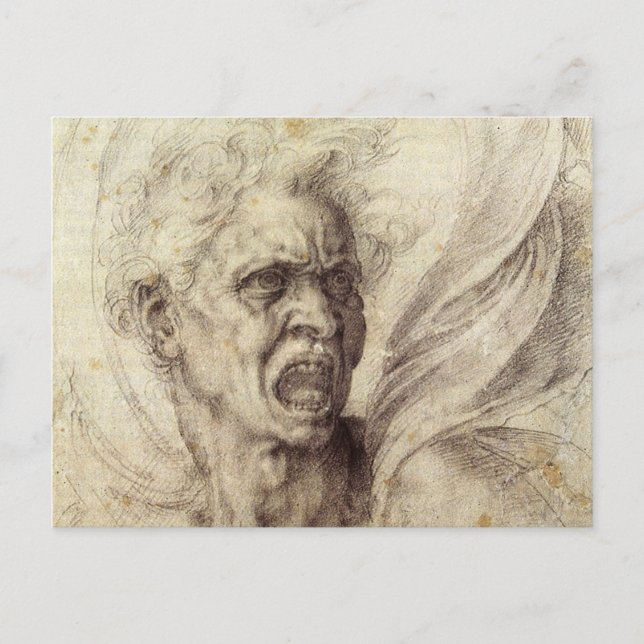 Michelangelo's Damned Soul, Head of a Man Postcard (Front)