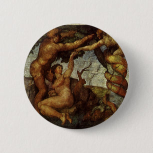 Michelangelo's Fall and Expulsion, Garden of Eden 2 Inch Round Button