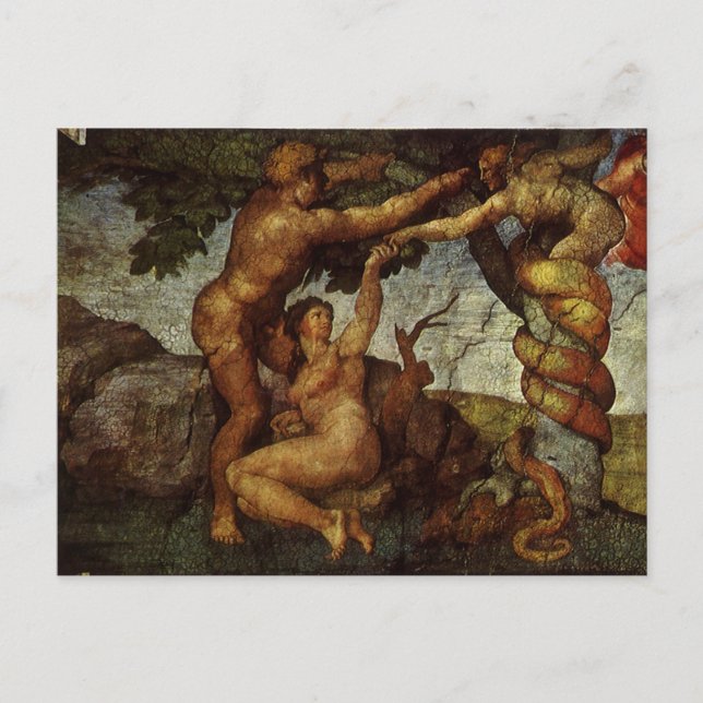 Michelangelo's Fall and Expulsion, Garden of Eden Postcard (Front)