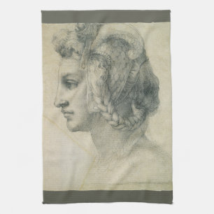 Michelangelo's Ideal Head of a Woman Kitchen Towel