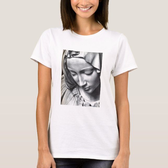 Michelangelo's Pieta detail of Virgin Mary's face T-Shirt (Front)