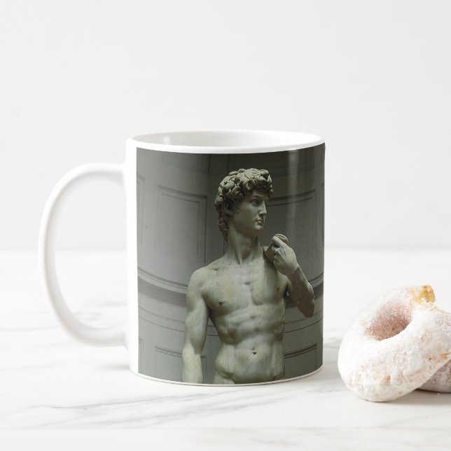 Michelangelo's Statue of David Coffee Mug (With Donut)