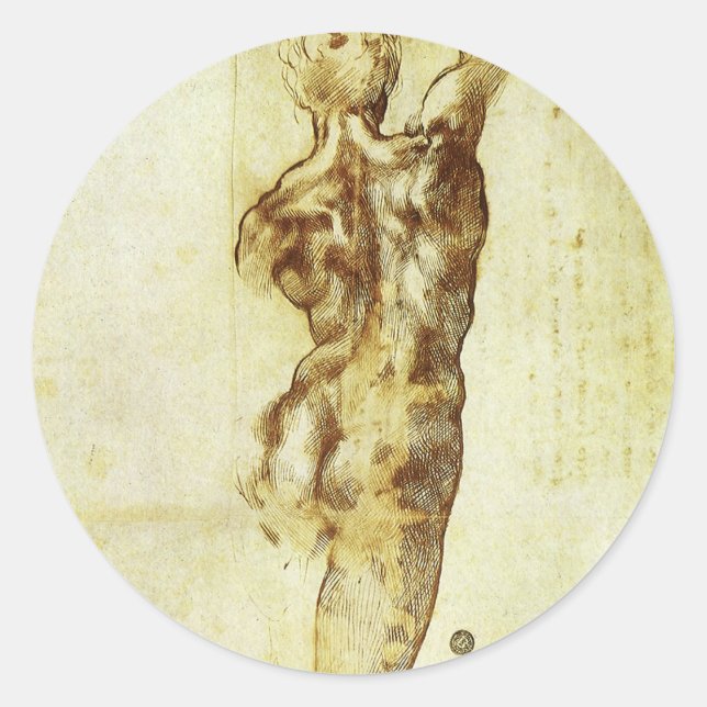 Michelangelo's Study for the Battle of Cascina Classic Round Sticker (Front)