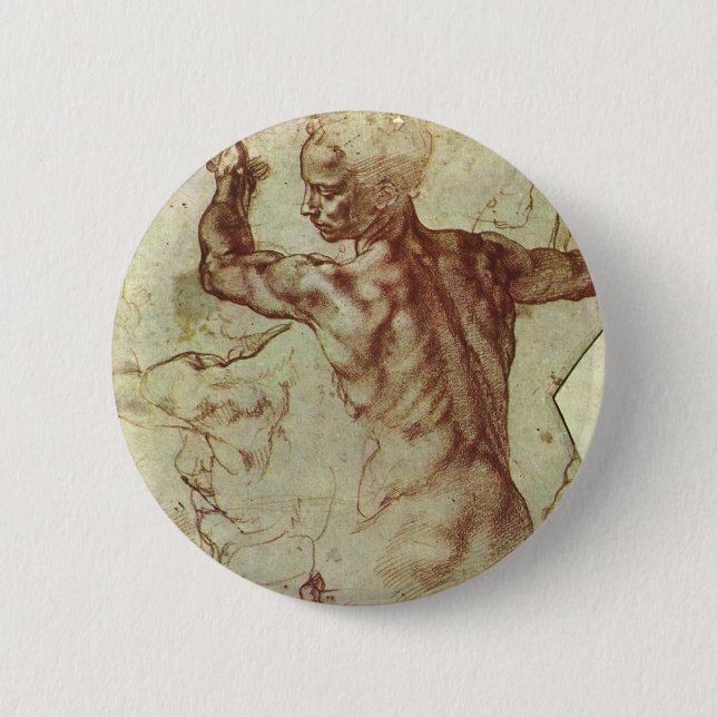 Michelangelo's Study of a Libyan Sibyl 2 Inch Round Button (Front)