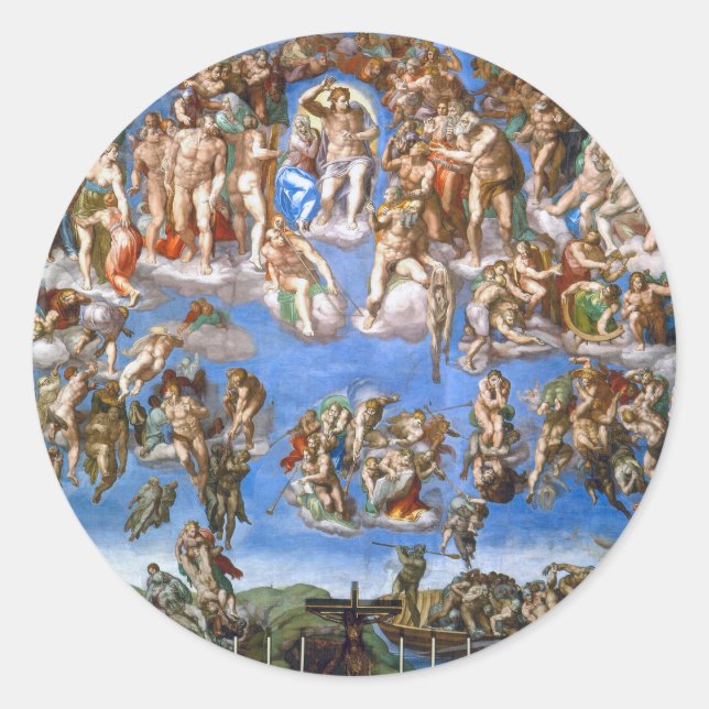 Michelangelo's The Last Judgement Classic Round Sticker (Front)