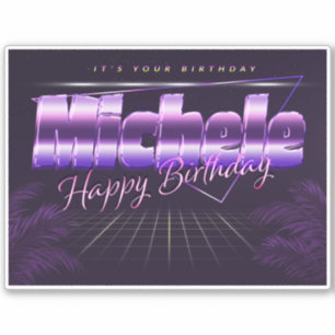 Michele Name Vorname lila retro Sticker Geburtstag