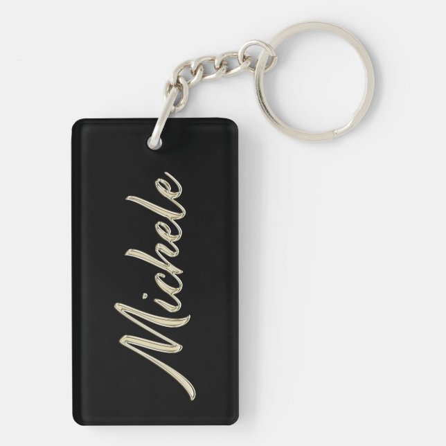 Michele name whitegold key trailer keychain (Back)