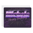 Michele Prénom lila retro Carte Anniversaire