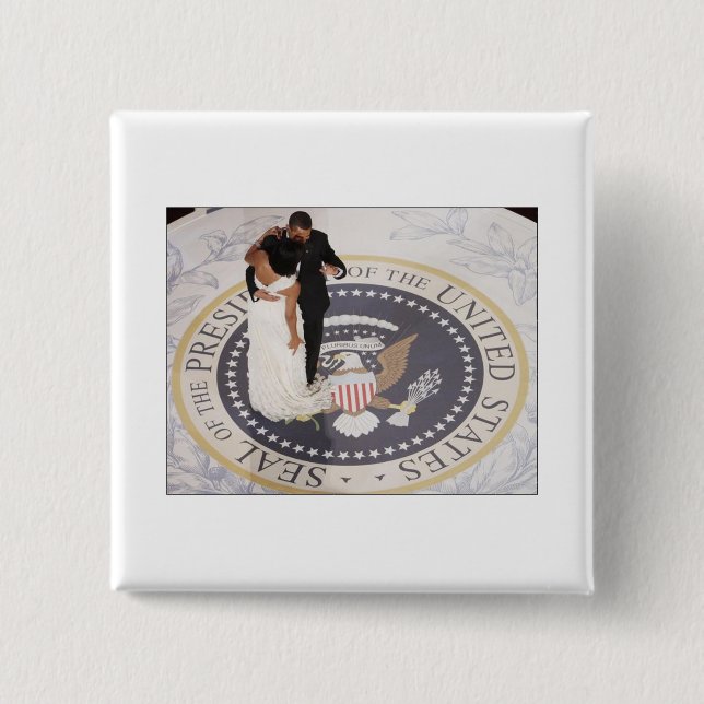 Michelle and Barack Obama 2 Inch Square Button (Front)