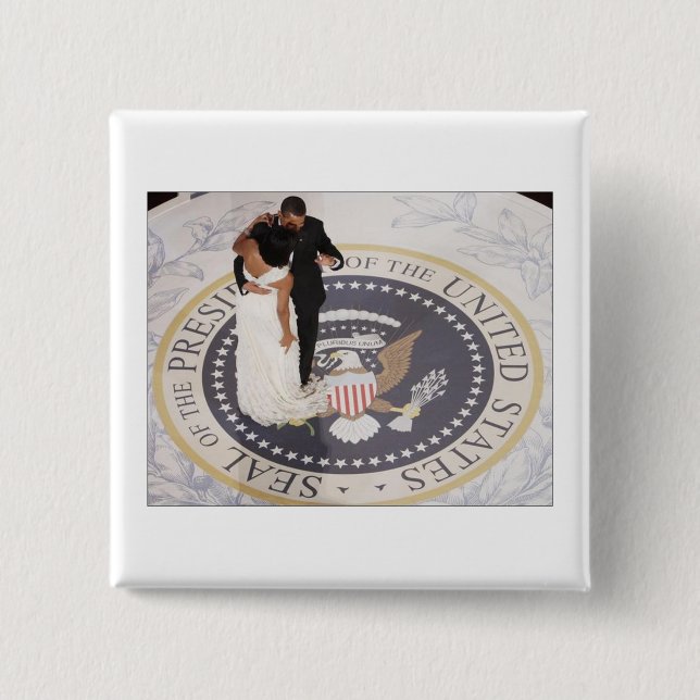 Michelle and Barack Obama 2 Inch Square Button (Front)