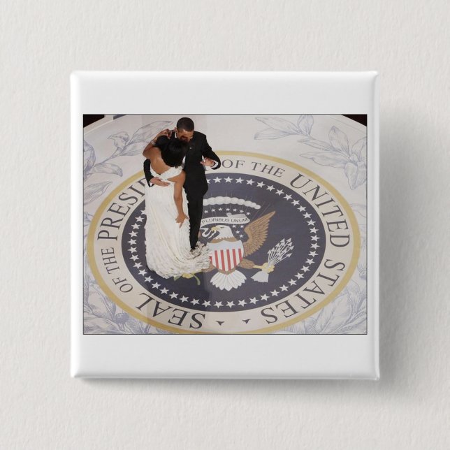 Michelle and Barack Obama 2 Inch Square Button (Front)
