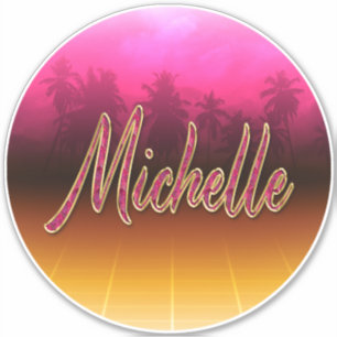 Michelle First Name Pink Sticker