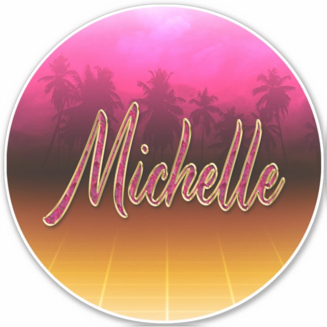 Michelle First Name Pink Sticker (Front)