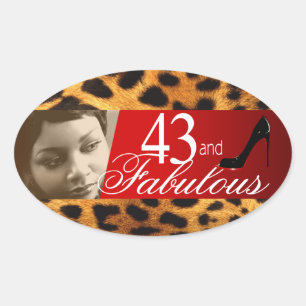 Michelle Leopard Photo Party Wine Oval Sticker