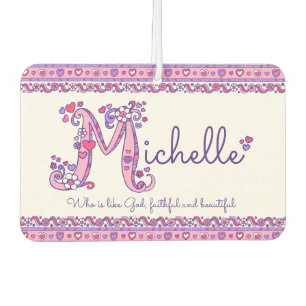 Michelle letter M name meaning purple pink Air Freshener