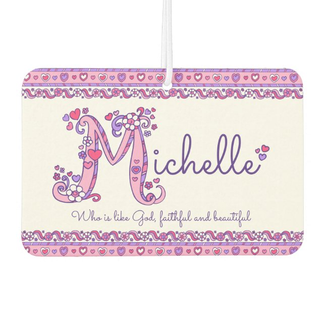 Michelle letter M name meaning purple pink Air Freshener (Front)