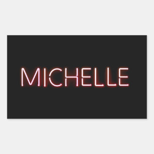 Michelle name in glowing neon lights novelty sticker