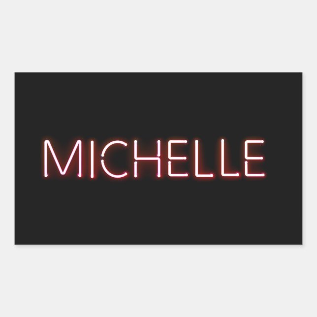 Michelle name in glowing neon lights novelty sticker (Front)