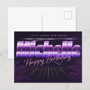 Michelle Name Vorname lila Postkarte Geburtstag Postcard