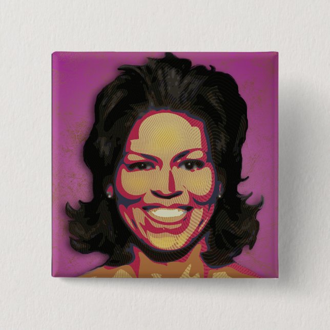 Michelle Obama - First Lady 2 Inch Square Button (Front)