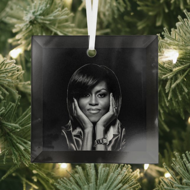 MICHELLE OBAMA GLASS ORNAMENT (Insitu)