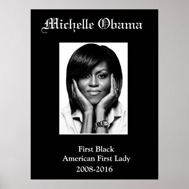 MICHELLE OBAMA PREMIER poster NOIR FIRST LADY (Devant)
