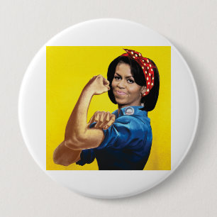 MICHELLE THE RIVETER -.png 4 Inch Round Button