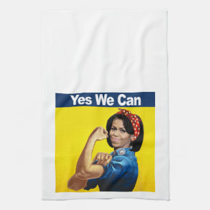 Michelle the Riveter - Yes we can.png Kitchen Towel