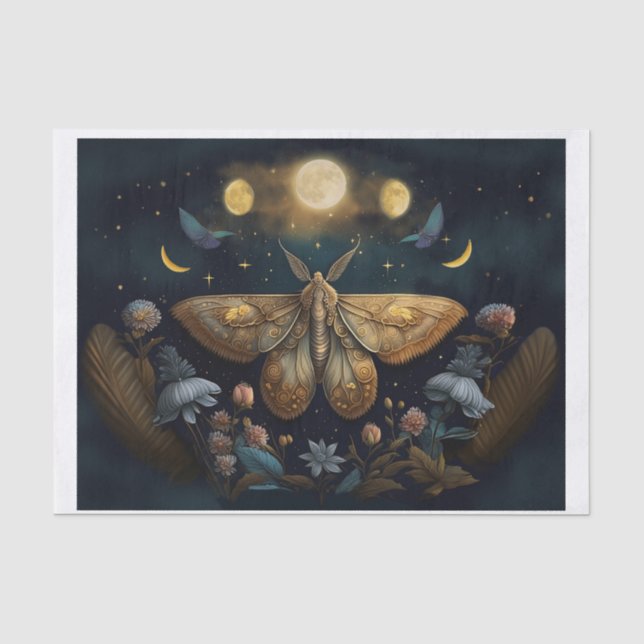 Michelle's Fluttering Moon, Golden Moth Tissue Paper (Front)