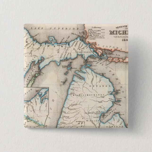 Michigan 2 2 inch square button (Front)