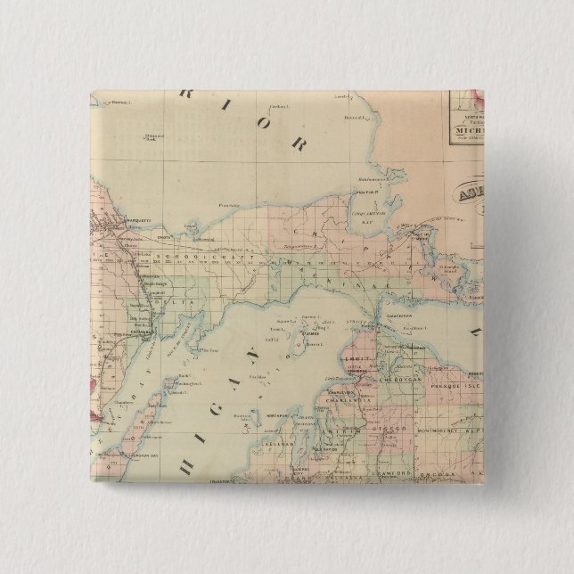 Michigan 2 Inch Square Button (Front)