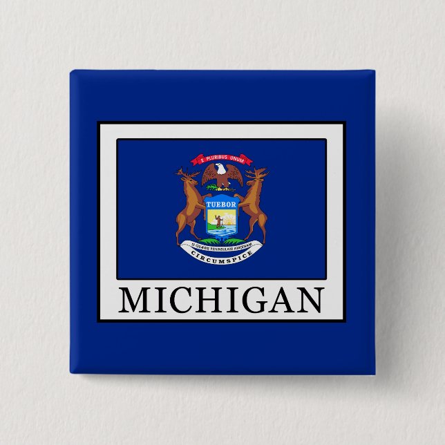 Michigan 2 Inch Square Button (Front)