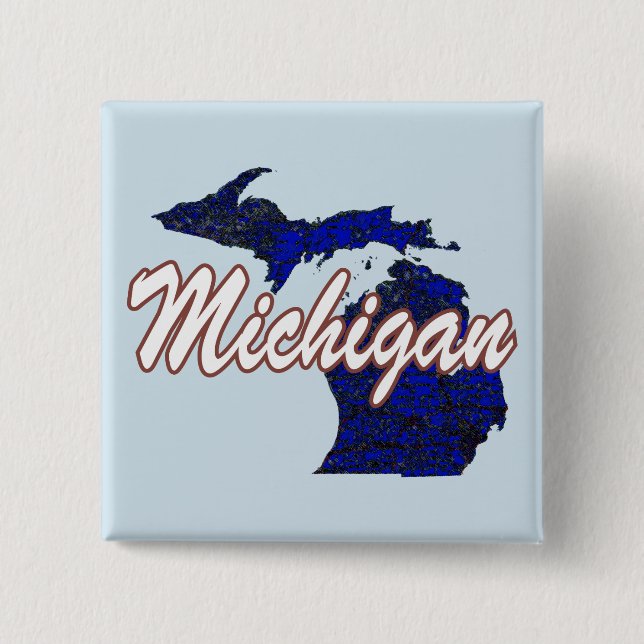 Michigan 2 Inch Square Button (Front)