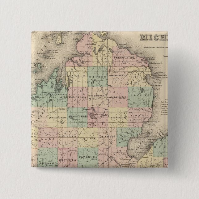 Michigan 3 2 inch square button (Front)