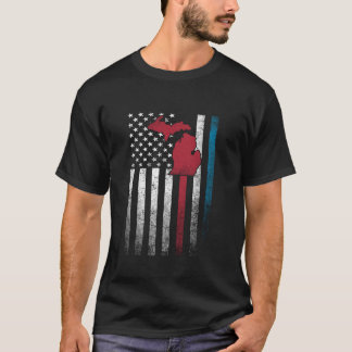 Michigan 4th of July American Flag USA America Pat T-Shirt