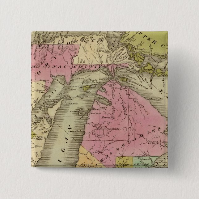 Michigan 5 2 inch square button (Front)